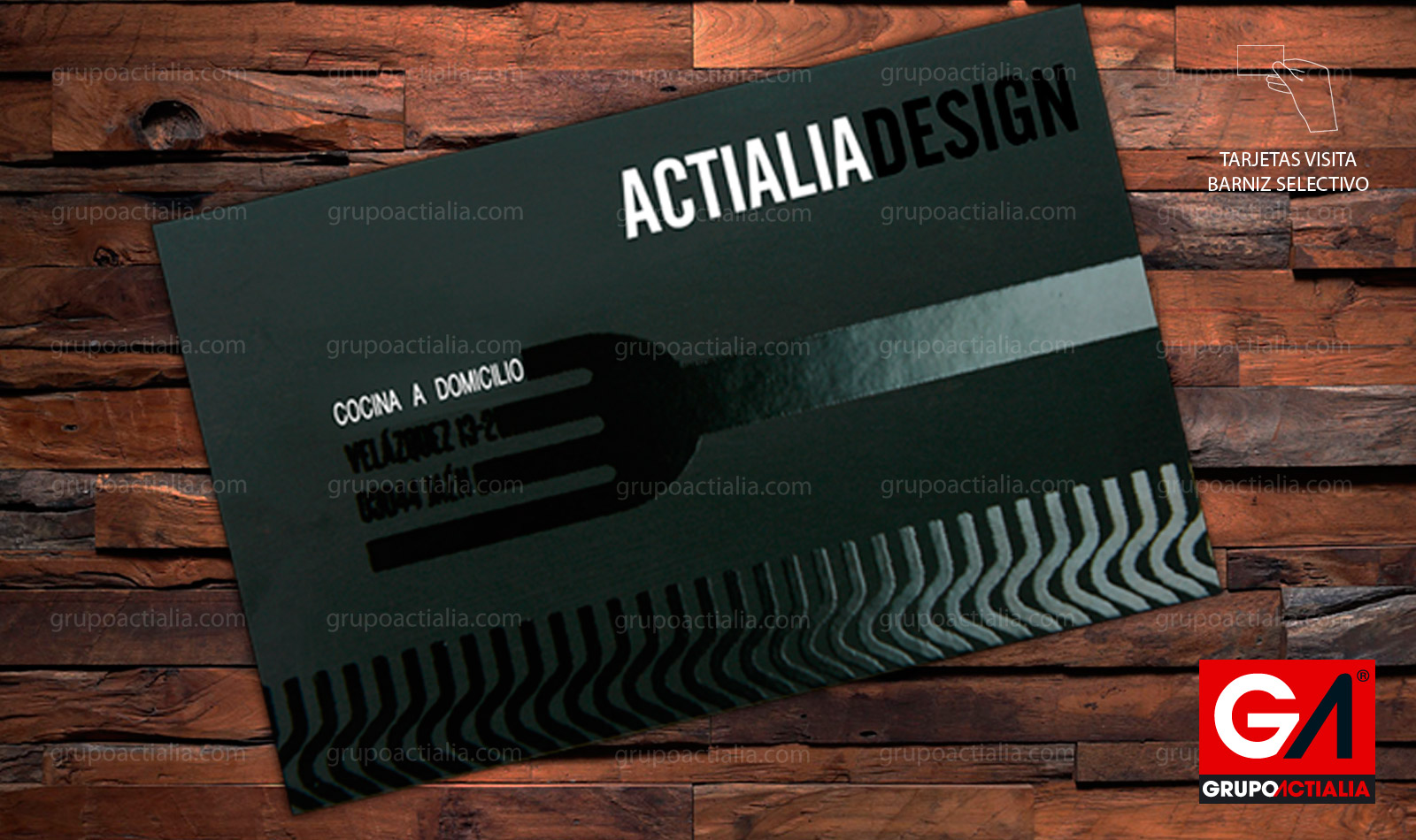 Diseño gráfico e impresión de tarjetas de visita con barniz selectivo